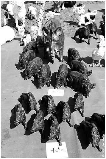 photo de figurines animales pendant la foire à tout de Gisors.© 2010 Christophe Letellier tous droits réservés. Reproduction interdite sans autorisation